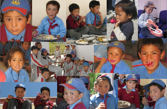 Kinder Zahnputzschule ladakh Indien zahnmedizinische Versorgung